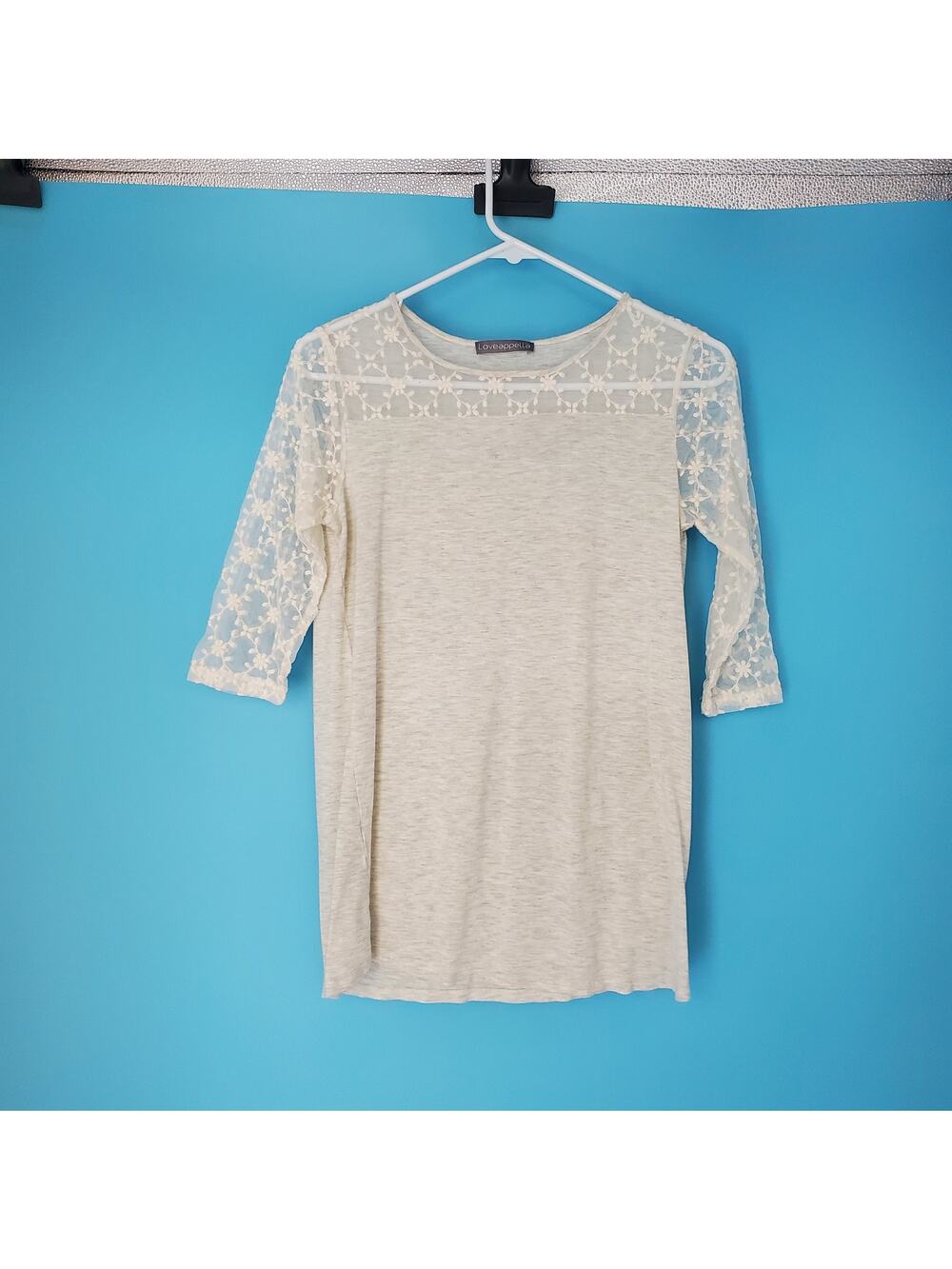 Loveappela Blouse Size Small 3/4 Lace Sleeve